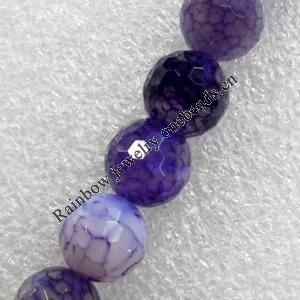 Agate Beads, Faceted Round, 4mm, Hole:Approx 1mm, Sold per 15.7-inch Strand