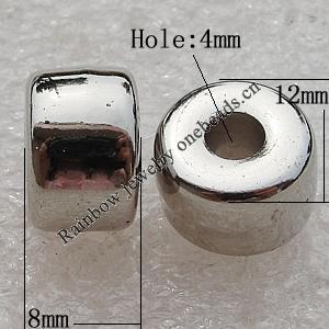Jewelry findings, CCB Plastic Pendants Platina Plated, 12x8mm Hole:4mm, Sold by Bag