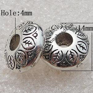 Jewelry findings, CCB Plastic Beads Antique Silver, Flat Round 14x6mm Hole:4mm, Sold by Bag
