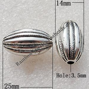 Jewelry findings, CCB Plastic Beads Antique Silver, Oval 25x14mm Hole:3.5mm, Sold by Bag