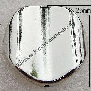 Jewelry findings, CCB Plastic Beads Platina Plated, Twist Flat Round 25mm Hole:1.5mm, Sold by Bag