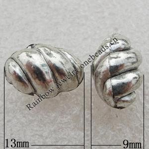 Jewelry findings, CCB Plastic Beads Antique Silver, Twist Oval 13x9mm Hole:2mm, Sold by Bag