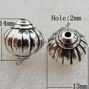 Jewelry findings, CCB Plastic Beads Antique Silver, 14x13mm Hole:2mm, Sold by Bag