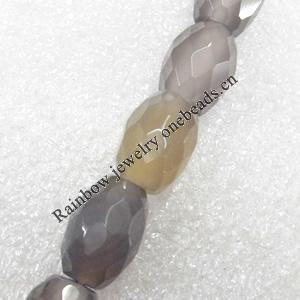 Agate Beads, Faceted Drum, 10x14mm, Hole:Approx 1.5mm, Sold per 15.7-inch Strand