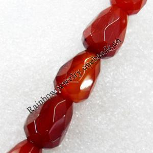 Red Agate Beads, Faceted Teardrop, 14x19mm, Hole:Approx 1.5mm, Sold per 15.7-inch Strand