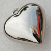 Jewelry findings, CCB Plastic Pendants Platina Plated, Heart 34x31mm Hole:3.5mm, Sold by Bag