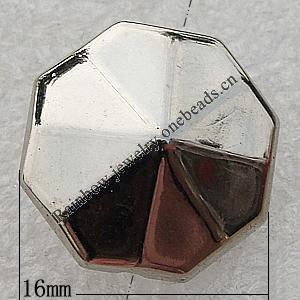 Jewelry findings, CCB Plastic Beads Platina Plated, Polygon 16mm Hole:1mm, Sold by Bag