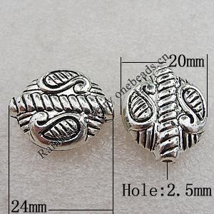 Jewelry findings, CCB Plastic Beads Antique Silver, 24x20mm Hole:2.5mm, Sold by Bag