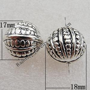 Jewelry findings, CCB Plastic Beads Antique Silver, 18x17mm Hole:1mm, Sold by Bag