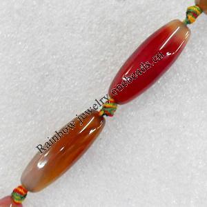 Agate Beads, Oval, 10x30mm, Hole:Approx 1.5mm, Sold per 15.7-inch Strand