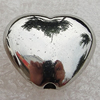 Jewelry findings, CCB Plastic Beads Platina Plated, Heart 14x13mm Hole:2mm, Sold by Bag