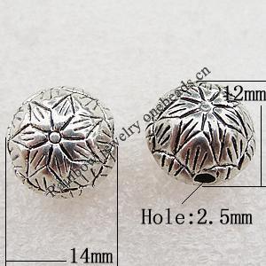 Jewelry findings, CCB Plastic Beads Antique Silver, 14x12mm Hole:2.5mm, Sold by Bag