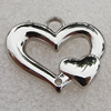 Jewelry findings, CCB Plastic Pendants Platina Plated, Heart 25x20mm Hole:3mm, Sold by Bag