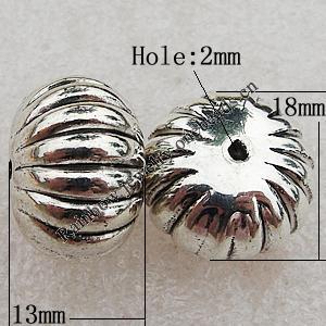 Jewelry findings, CCB Plastic Beads Antique Silver, Flat Round 18x13mm Hole:2mm, Sold by Bag