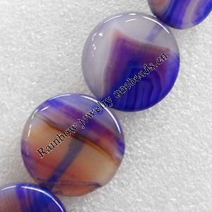 Agate Beads, Flat Round, 26x6mm, Hole:Approx 1.5mm, Sold per 15.7-inch Strand