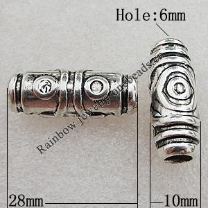 Jewelry findings, CCB Plastic Beads Antique Silver, 28x10mm Hole:6mm, Sold by Bag