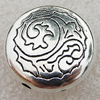 Jewelry findings, CCB Plastic Beads Antique Silver, Flat Round 18mm Hole:2mm, Sold by Bag