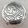 Jewelry findings, CCB Plastic Beads Antique Silver, Flat Round 18mm Hole:2mm, Sold by Bag