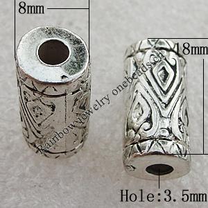 Jewelry findings, CCB Plastic Beads Antique Silver, Column 18x8mm Hole:3.5mm, Sold by Bag