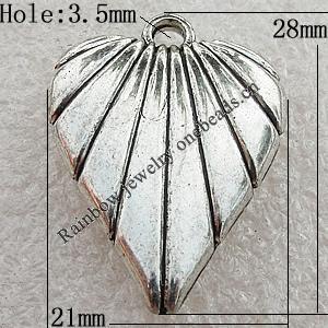 Jewelry findings, CCB Plastic Pendant Antique Silver, Heart 28x21mm Hole:3.5mm, Sold by Bag