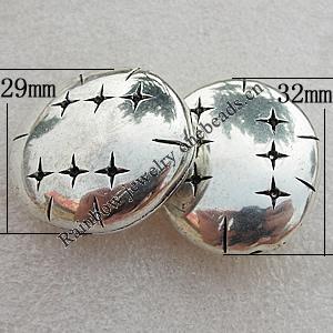 Jewelry findings, CCB Plastic Beads Antique Silver, Flat Round 32x29mm Hole:2mm, Sold by Bag