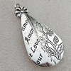 Jewelry findings, CCB Plastic Pendant Antique Silver, 48x25mm Hole:2mm, Sold by Bag