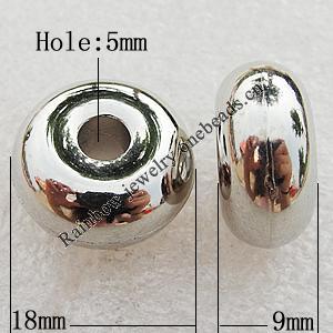 Jewelry findings, CCB Plastic Beads Platina Plated, Rondelle 18x9mm Hole:5mm, Sold by Bag