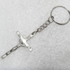 Zinc Alloy Key Chain, Cross:25x43mm, Length Approx 95mm, Sold by Dozen