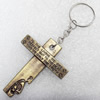 Plastic Key Chain, Cross:44x56mm, Length Approx 10.5cm, Sold by Dozen