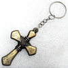 Plastic Key Chain, Cross:38x60mm, Length Approx 10.5cm, Sold by Dozen