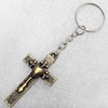 Plastic Key Chain, Cross:27x50mm, Length Approx 10cm, Sold by Dozen