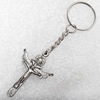 Zinc Alloy Key Chain, Cross:28x42mm, Length Approx 95mm, Sold by Dozen