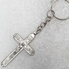 Zinc Alloy Key Chain, Cross:27x46mm, Length Approx 95mm, Sold by Dozen
