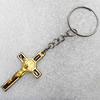 Zinc Alloy Key Chain, Cross:21x38mm, Length Approx 90mm, Sold by Dozen