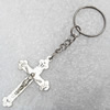 Zinc Alloy Key Chain, Cross:28x46mm, Length Approx 10cm, Sold by Dozen