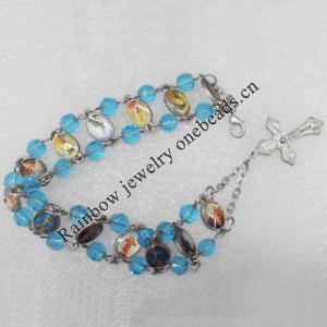 Bracelet, Cross:18x28mm, Sold per 8-inch Strand