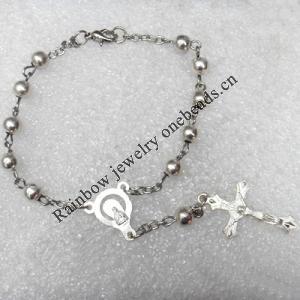 Bracelet, Cross:18x32mm, Sold per 7-inch Strand