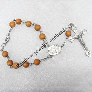 Bracelet, Cross:25x43mm, Sold per 7-inch Strand