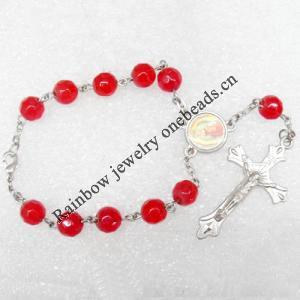 Bracelet, Cross:24x43mm, Sold per 7-inch Strand