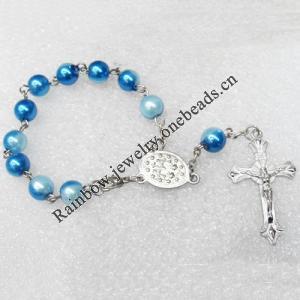 Bracelet, Cross:23x38mm, Sold per 7-inch Strand