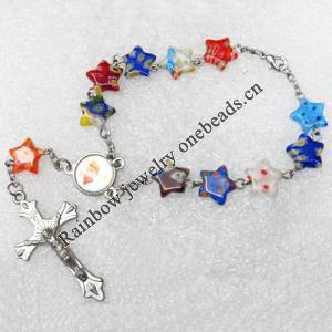 Bracelet, Cross:24x43mm, Sold per 7-inch Strand