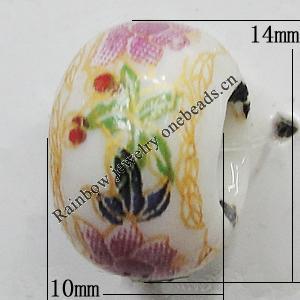 Ceramics Beads European, European Style, 14x10mm, Hole:5mm, Sold by Bag