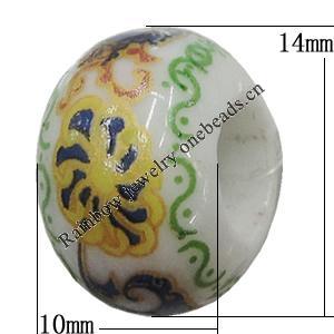 Ceramics Beads European, European Style, 14x10mm, Hole:5mm, Sold by Bag