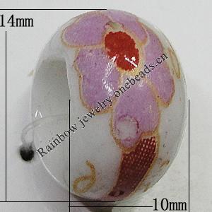 Ceramics Beads European, European Style, 14x10mm, Hole:5mm, Sold by Bag