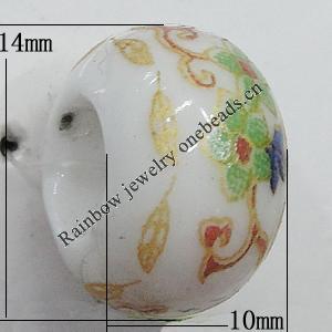 Ceramics Beads European, European Style, 14x10mm, Hole:5mm, Sold by Bag