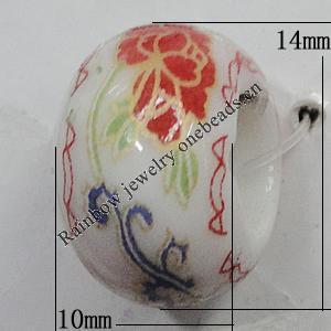 Ceramics Beads European, European Style, 14x10mm, Hole:5mm, Sold by Bag