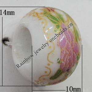 Ceramics Beads European, European Style, 14x10mm, Hole:5mm, Sold by Bag