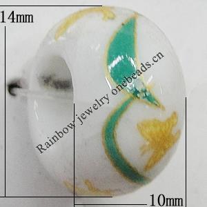 Ceramics Beads European, European Style, 14x10mm, Hole:5mm, Sold by Bag