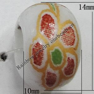 Ceramics Beads European, European Style, 14x10mm, Hole:5mm, Sold by Bag