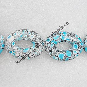 Turquoise Beads, Flat Oval 40x30mm Hole:1mm, Sold by Strand